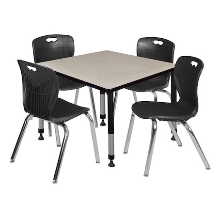 Regency Tables > Height Adjustable > Square Table & Chair Sets, 30 W, 30 L, 23-39 H, Maple TB4242PLAPBK40BK